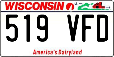 WI license plate 519VFD