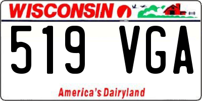WI license plate 519VGA