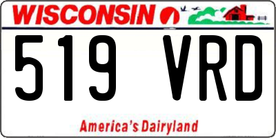 WI license plate 519VRD