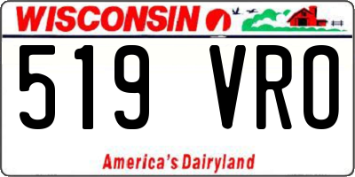 WI license plate 519VRO