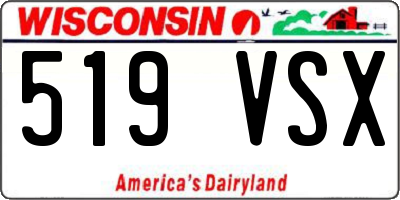 WI license plate 519VSX