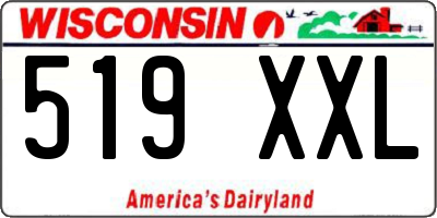 WI license plate 519XXL
