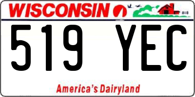 WI license plate 519YEC