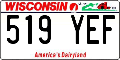 WI license plate 519YEF