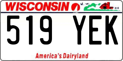 WI license plate 519YEK