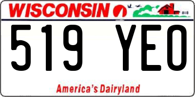 WI license plate 519YEO