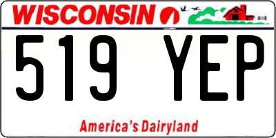 WI license plate 519YEP