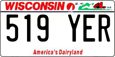 WI license plate 519YER