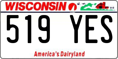 WI license plate 519YES