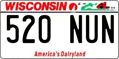 WI license plate 520NUN