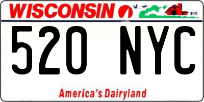 WI license plate 520NYC