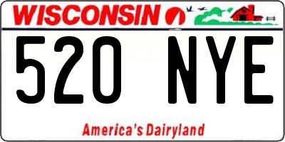 WI license plate 520NYE