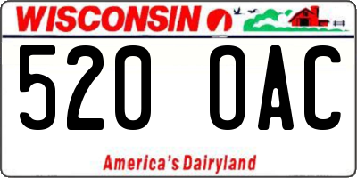 WI license plate 520OAC