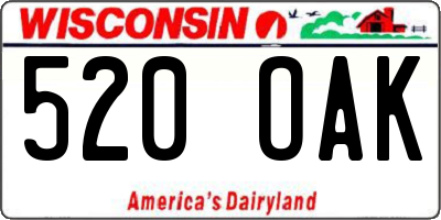 WI license plate 520OAK