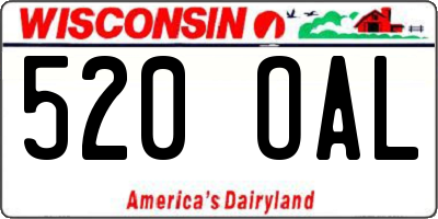 WI license plate 520OAL