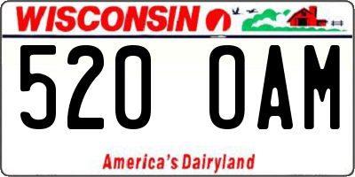 WI license plate 520OAM