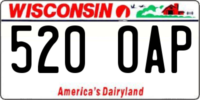 WI license plate 520OAP