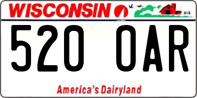 WI license plate 520OAR