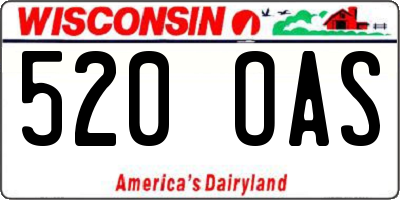 WI license plate 520OAS