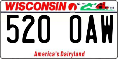 WI license plate 520OAW