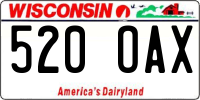 WI license plate 520OAX