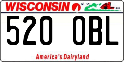 WI license plate 520OBL