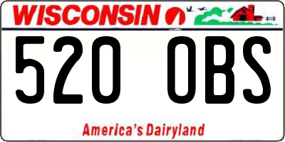 WI license plate 520OBS