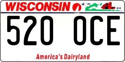 WI license plate 520OCE