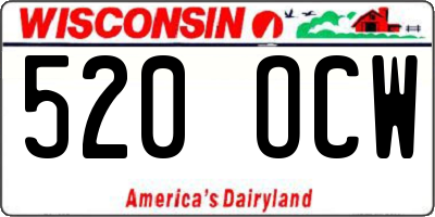 WI license plate 520OCW
