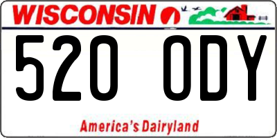 WI license plate 520ODY