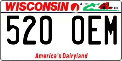 WI license plate 520OEM