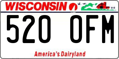 WI license plate 520OFM