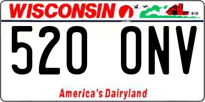 WI license plate 520ONV