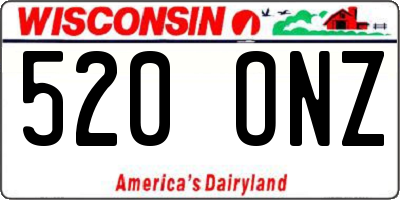 WI license plate 520ONZ