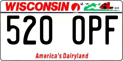 WI license plate 520OPF