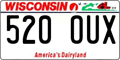 WI license plate 520OUX