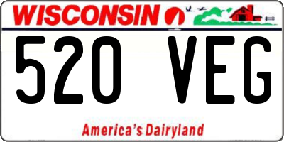 WI license plate 520VEG