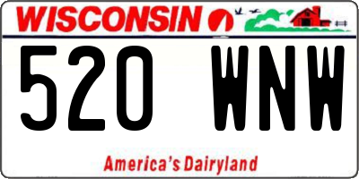 WI license plate 520WNW