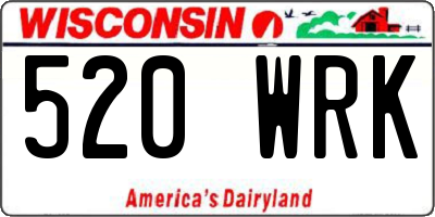 WI license plate 520WRK