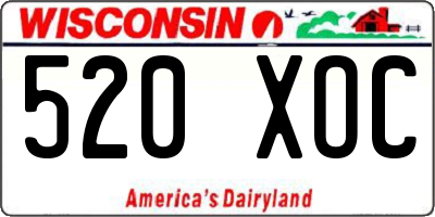 WI license plate 520XOC
