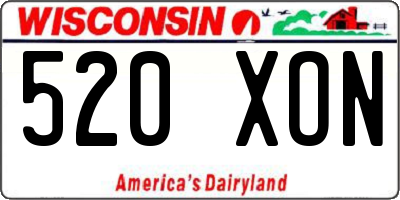 WI license plate 520XON
