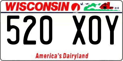 WI license plate 520XOY