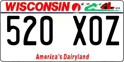 WI license plate 520XOZ