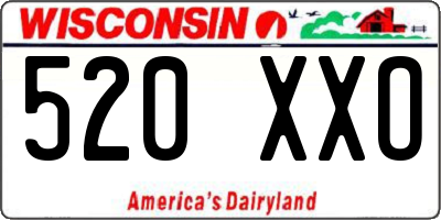 WI license plate 520XXO