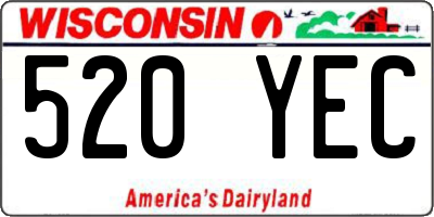 WI license plate 520YEC