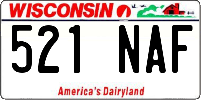 WI license plate 521NAF