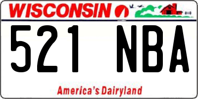 WI license plate 521NBA
