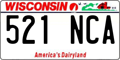 WI license plate 521NCA