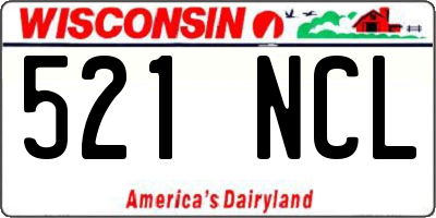 WI license plate 521NCL
