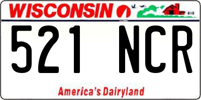 WI license plate 521NCR
